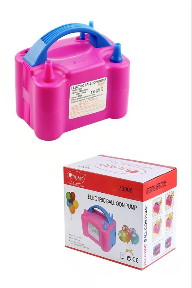 Çift Çıkışlı Balon Şişirme Makinası, Elektrikli Balon Pompası 73005 Pembe Mavi Çift Çıkışlı Balon Şişirme Makinası, Elektrikli Balon Pompası 73005 Pembe Mavi